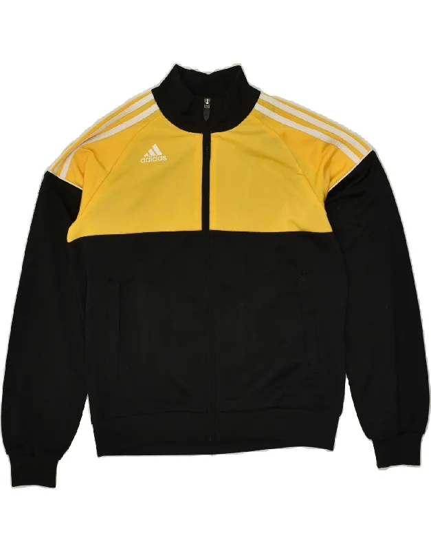 men's casual blazer jackets -ADIDAS Boys Tracksuit Top Jacket 11-12 Years Black Colourblock Polyester