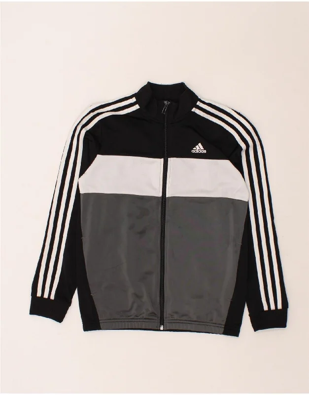 men's trendy jackets for winter -ADIDAS Boys Tracksuit Top Jacket 11-12 Years Black Colourblock Polyester