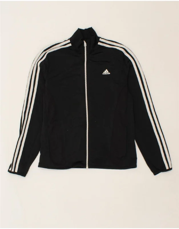 men's wool jackets -ADIDAS Boys Tracksuit Top Jacket 11-12 Years Black Polyester