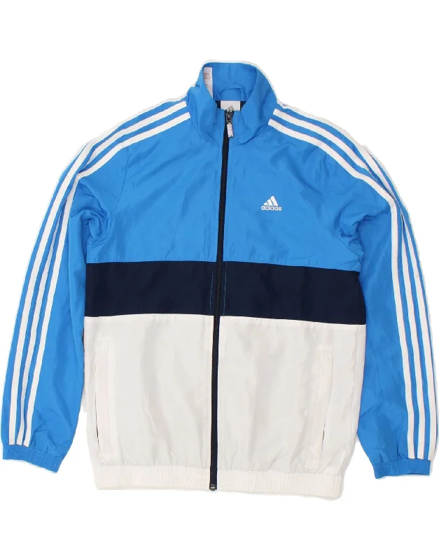 men's waterproof winter jackets -ADIDAS Boys Tracksuit Top Jacket 11-12 Years Blue Colourblock Polyester