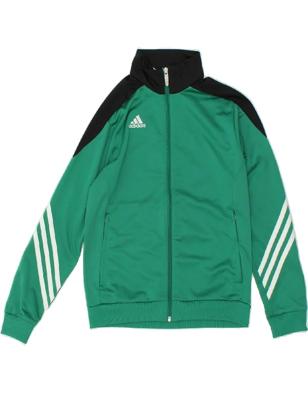 men's military jackets -ADIDAS Boys Tracksuit Top Jacket 11-12 Years Large Green Colourblock