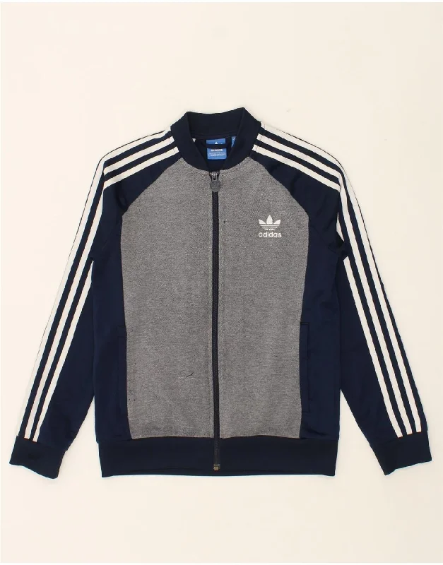 men's lightweight windbreakers -ADIDAS Boys Tracksuit Top Jacket 11-12 Years Navy Blue Colourblock