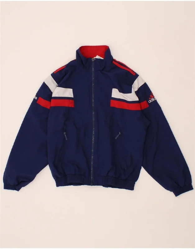 men's stylish leather jackets -ADIDAS Boys Tracksuit Top Jacket 11-12 Years Navy Blue Colourblock