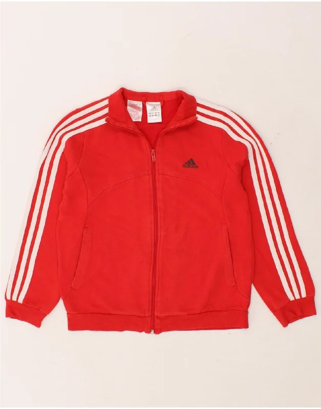 men's outdoor jacket for hiking -ADIDAS Boys Tracksuit Top Jacket 11-12 Years Red Cotton