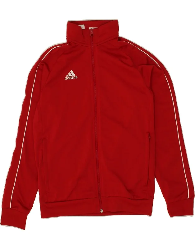 men's casual winter jackets -ADIDAS Boys Tracksuit Top Jacket 11-12 Years Red Polyester