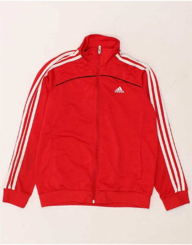 men's puffer jackets -ADIDAS Boys Tracksuit Top Jacket 11-12 Years Red Polyester