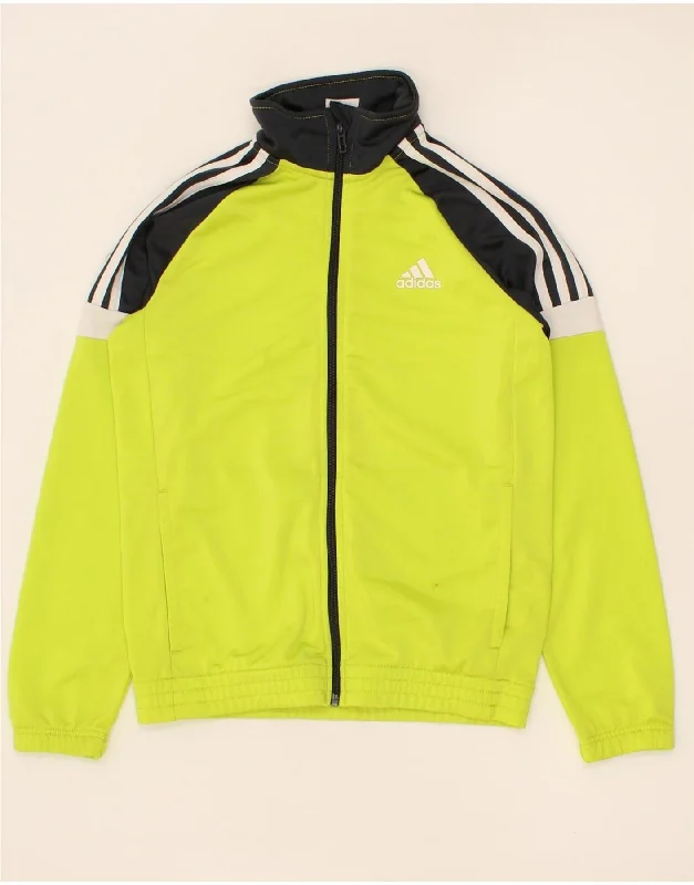 men's durable winter jackets -ADIDAS Boys Tracksuit Top Jacket 11-12 Years  Yellow Colourblock