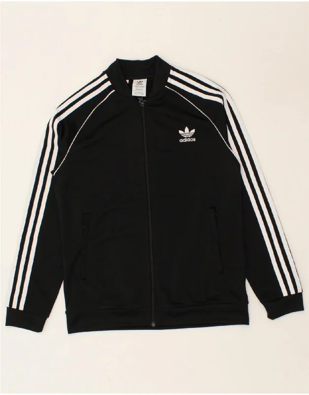 men's quilted winter jackets -ADIDAS Boys Tracksuit Top Jacket 12-13 Years Black Polyester