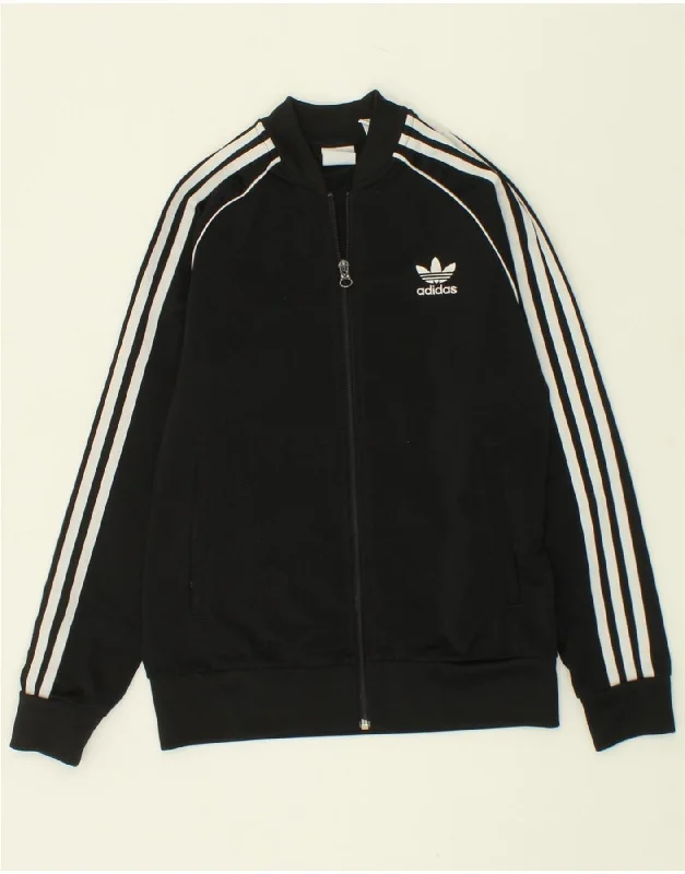 men's tailored jackets -ADIDAS Boys Tracksuit Top Jacket 12-13 Years Black Polyester