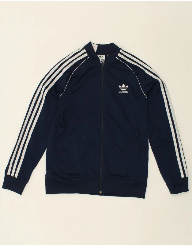 men's reversible jackets -ADIDAS Boys Tracksuit Top Jacket 12-13 Years Navy Blue Polyester