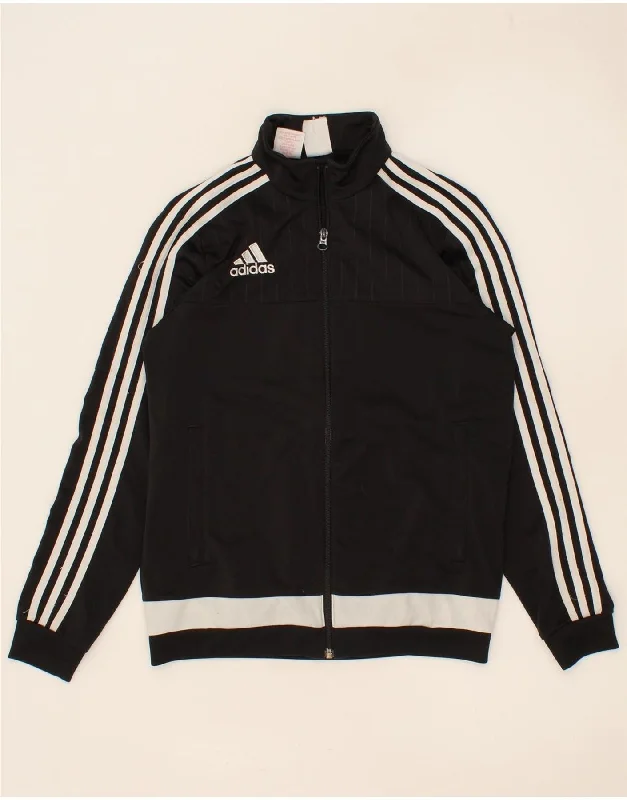 men's full zip jackets -ADIDAS Boys Tracksuit Top Jacket 13-14 Years  Black Colourblock