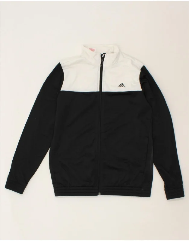 men's slim-fit jackets -ADIDAS Boys Tracksuit Top Jacket 13-14 Years Black Colourblock Polyester