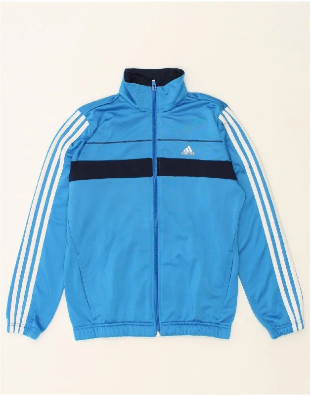 men's slim-fit jackets -ADIDAS Boys Tracksuit Top Jacket 13-14 Years Blue Colourblock Polyester