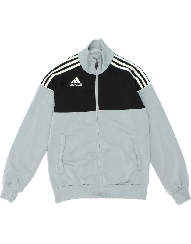 men's long trench jackets -ADIDAS Boys Tracksuit Top Jacket 13-14 Years Blue Colourblock Polyester