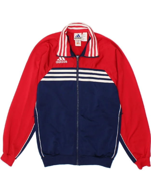 men's durable winter jackets -ADIDAS Boys Tracksuit Top Jacket 13-14 Years Navy Blue Colourblock