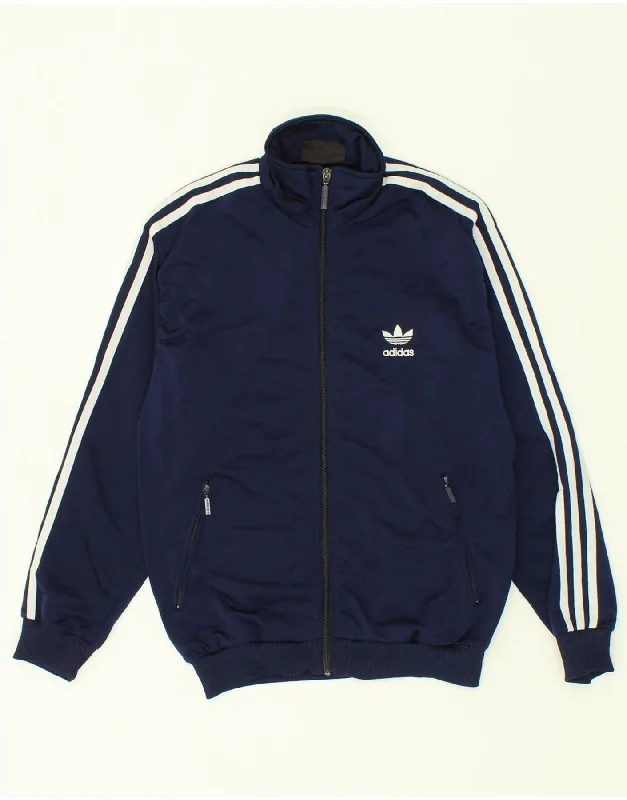 men's chic winter jackets -ADIDAS Boys Tracksuit Top Jacket 13-14 Years Navy Blue Polyester