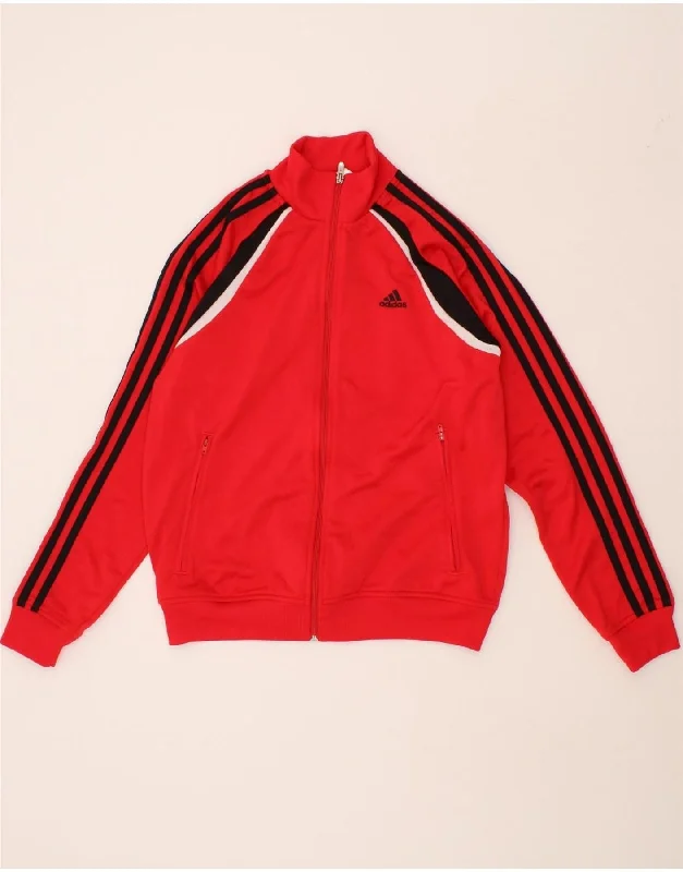 men's casual blazer jackets -ADIDAS Boys Tracksuit Top Jacket 13-14 Years Red Polyester