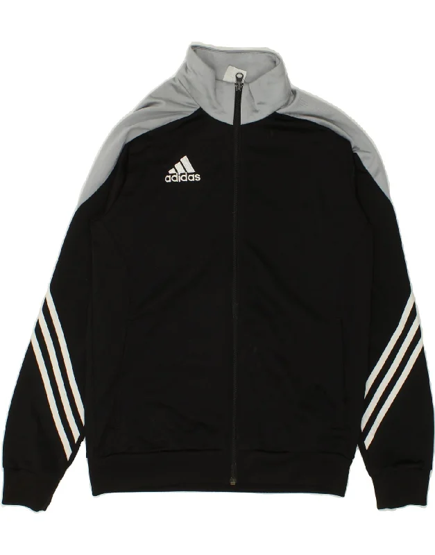 men's rugged jackets -ADIDAS Boys Tracksuit Top Jacket 13-14 Years XL Black Colourblock