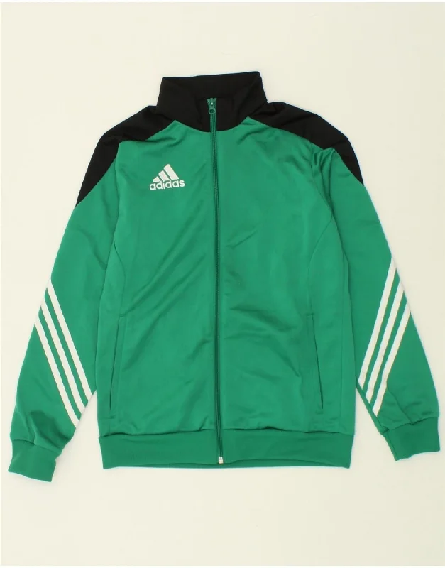 men's work jackets -ADIDAS Boys Tracksuit Top Jacket 13-14 Years XL  Green Colourblock