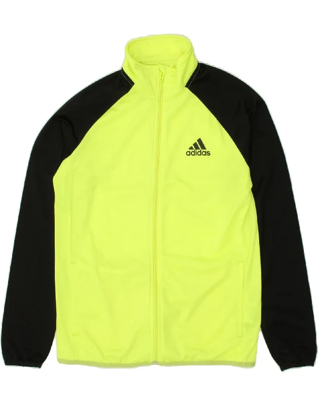 men's winter jackets -ADIDAS Boys Tracksuit Top Jacket 13-14 Years Yellow Colourblock Polyester