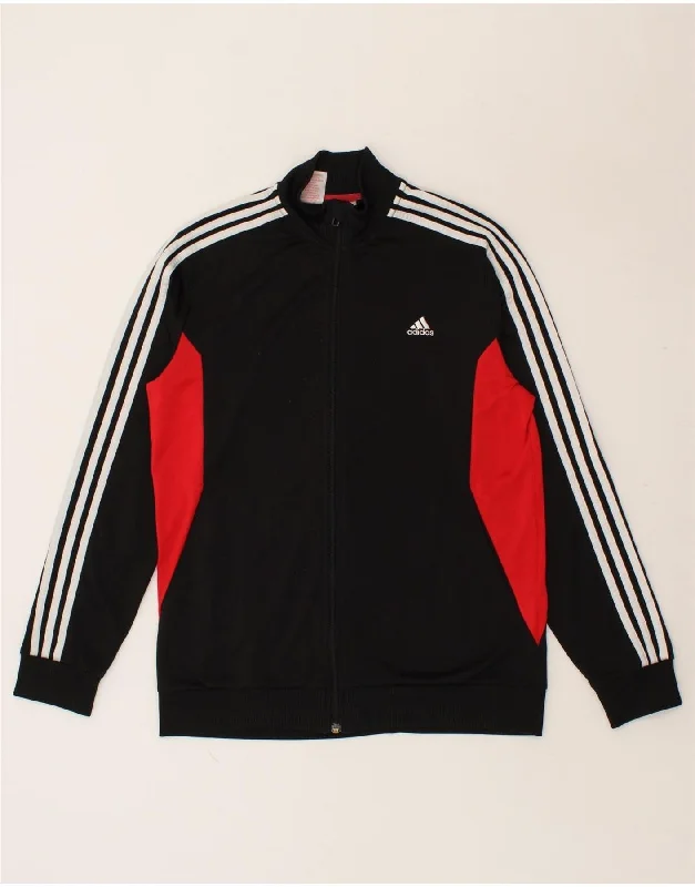 men's long jackets -ADIDAS Boys Tracksuit Top Jacket 15-16 Years Black Colourblock Polyester