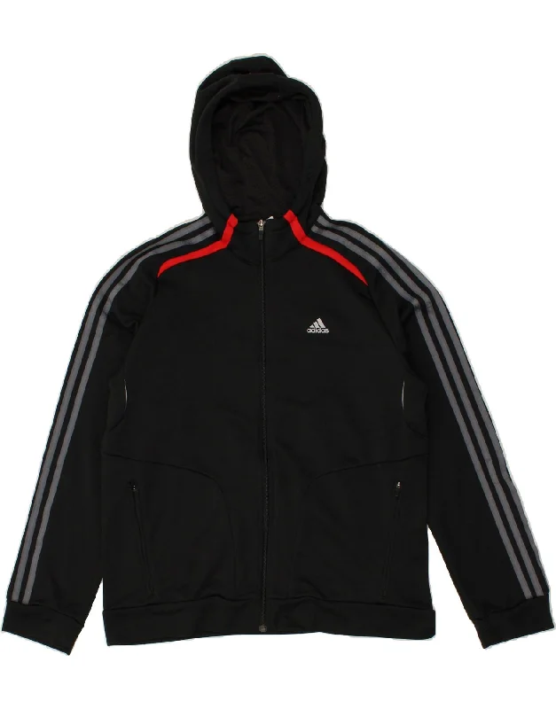 men's slim fit leather jackets -ADIDAS Boys Tracksuit Top Jacket 15-16 Years Black Polyester