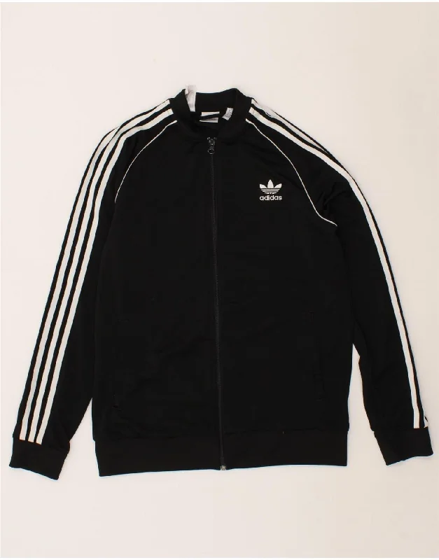 men's comfortable jackets -ADIDAS Boys Tracksuit Top Jacket 15-16 Years Black Polyester