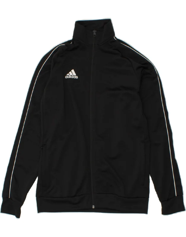 men's winter jackets with fur lining -ADIDAS Boys Tracksuit Top Jacket 15-16 Years Black Polyester