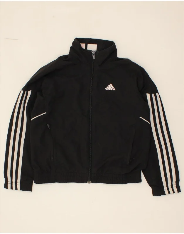 men's zippered jacket styles -ADIDAS Boys Tracksuit Top Jacket 7-8 Years Black Polyester