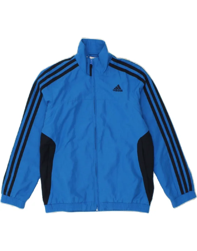 men's heavy insulated jackets -ADIDAS Boys Tracksuit Top Jacket 7-8 Years Blue Colourblock Polyester