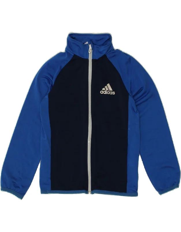 men's padded jackets -ADIDAS Boys Tracksuit Top Jacket 7-8 Years Blue Colourblock Polyester