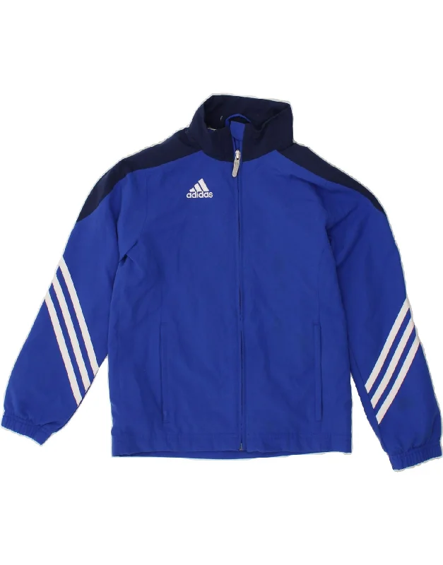 men's functional jackets -ADIDAS Boys Tracksuit Top Jacket 7-8 Years Small  Blue Colourblock