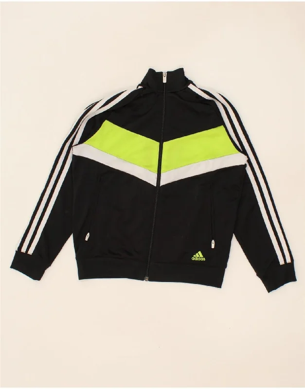 men's classic jackets -ADIDAS Boys Tracksuit Top Jacket 9-10 Years Black Colourblock