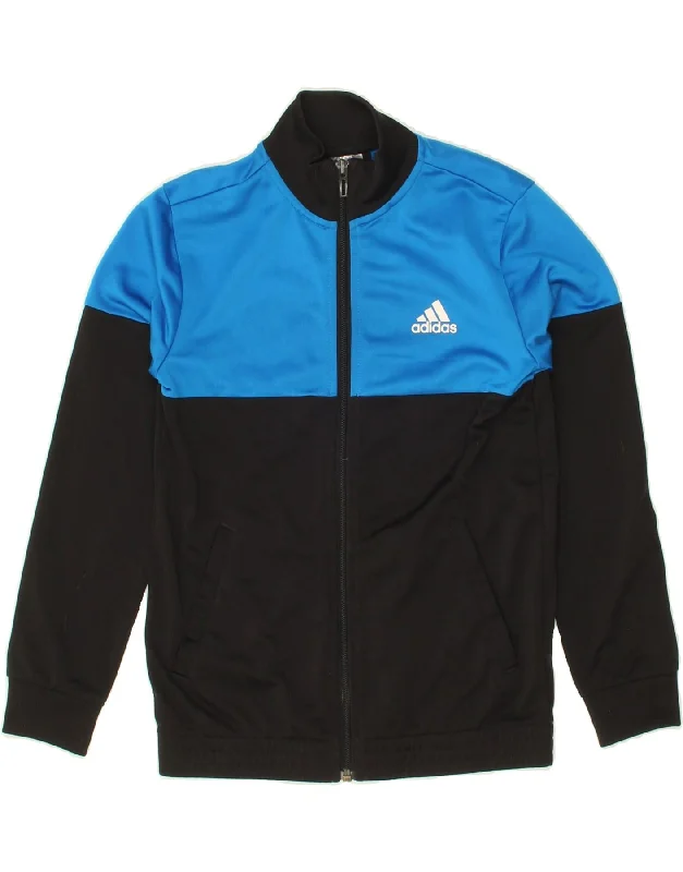 men's softshell outdoor jackets -ADIDAS Boys Tracksuit Top Jacket 9-10 Years Black Colourblock Polyester