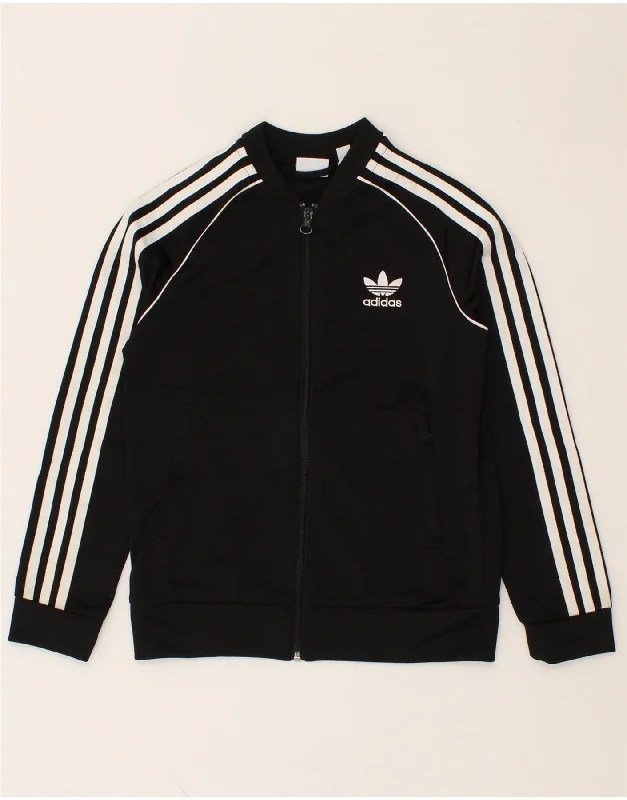 men's casual blazer jackets -ADIDAS Boys Tracksuit Top Jacket 9-10 Years Black Polyester