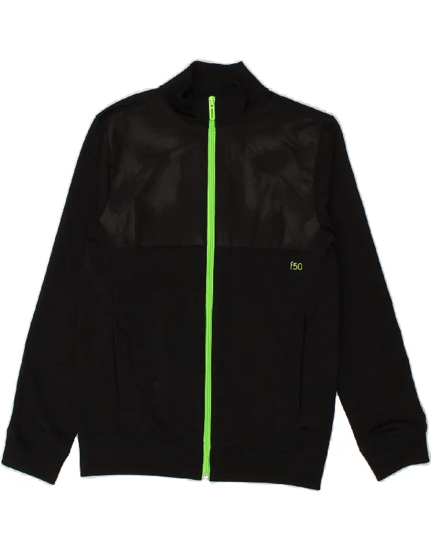 men's windproof jackets -ADIDAS Boys Tracksuit Top Jacket 9-10 Years Black Polyester