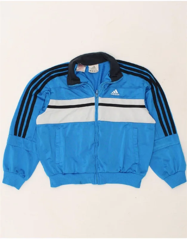 men's modern jacket styles -ADIDAS Boys Tracksuit Top Jacket 9-10 Years Blue Colourblock Polyester