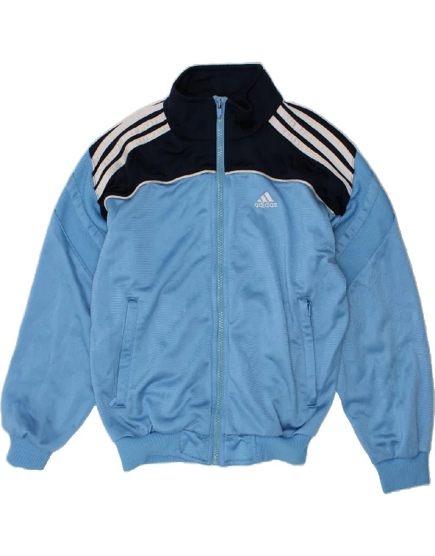 men's thermal jackets -ADIDAS Boys Tracksuit Top Jacket 9-10 Years Blue Colourblock Polyester