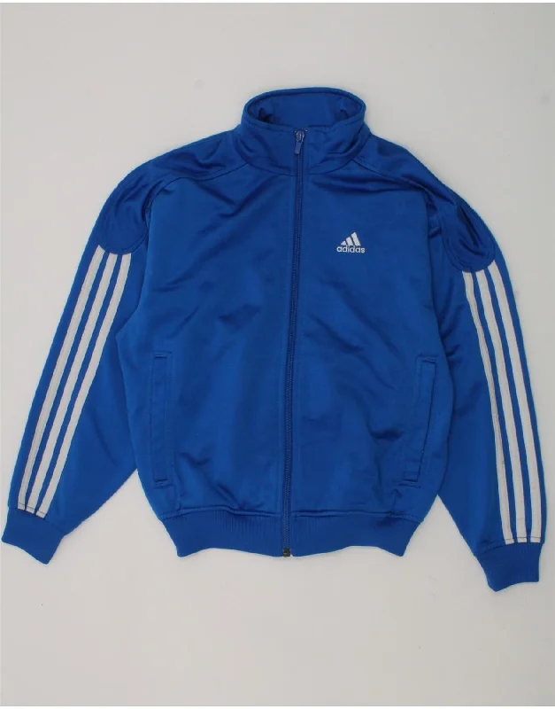 men's running jackets -ADIDAS Boys Tracksuit Top Jacket 9-10 Years Blue Polyester