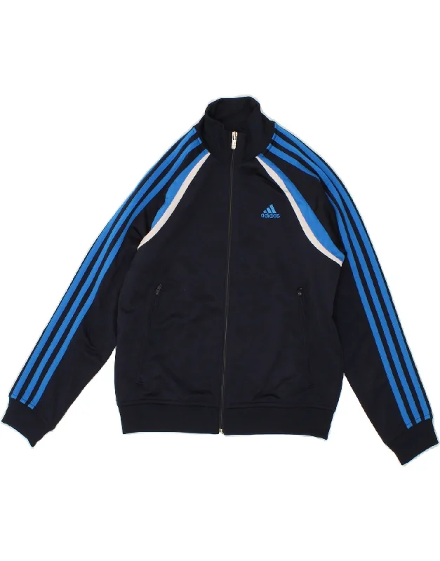 men's long sleeve jackets -ADIDAS Boys Tracksuit Top Jacket 9-10 Years Navy Blue Polyester