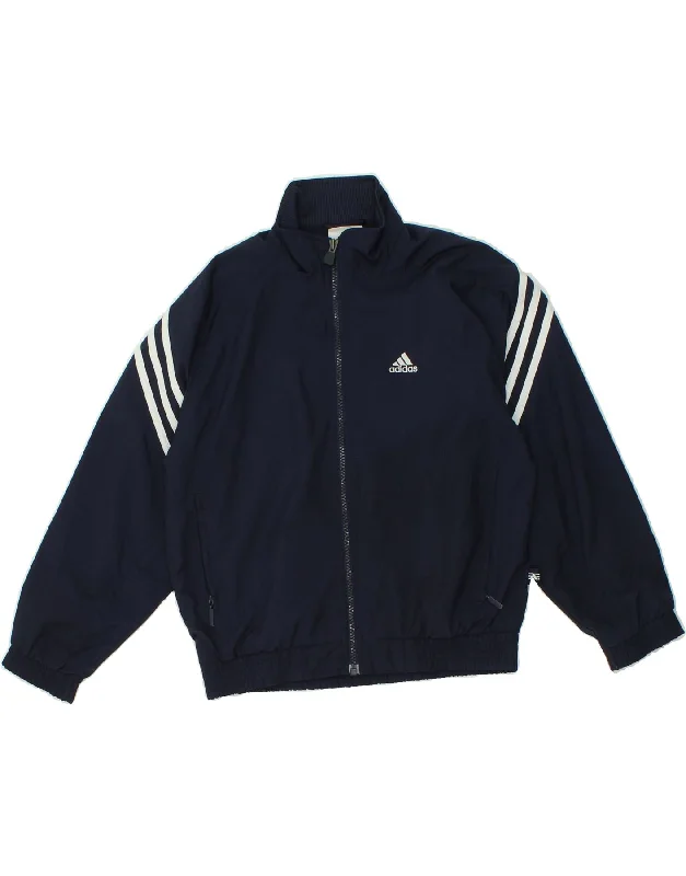 men's faux leather jackets -ADIDAS Boys Tracksuit Top Jacket 9-10 Years Navy Blue Polyester