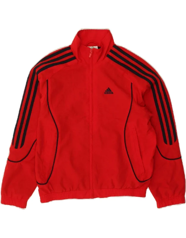 men's coat jackets -ADIDAS Boys Tracksuit Top Jacket 9-10 Years Red Polyester