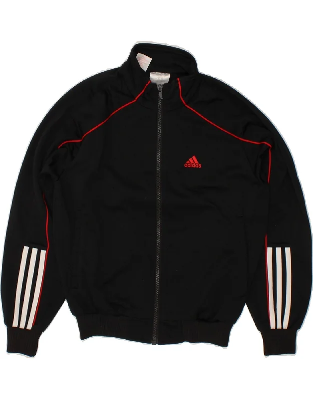 men's casual zip jackets -ADIDAS Boys Tracksuit Top Jacket 9-10 Years Small Black Polyester