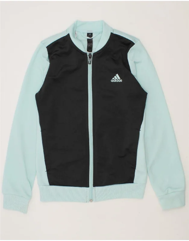 men's slim-fit jackets -ADIDAS Boys Tracksuit Top Jacket 9-10 Years Turquoise Colourblock