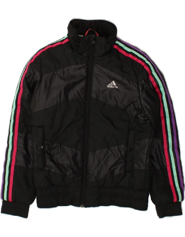 men's functional winter jackets -ADIDAS Boys Windbreaker Jacket 10-11 Years Black Colourblock