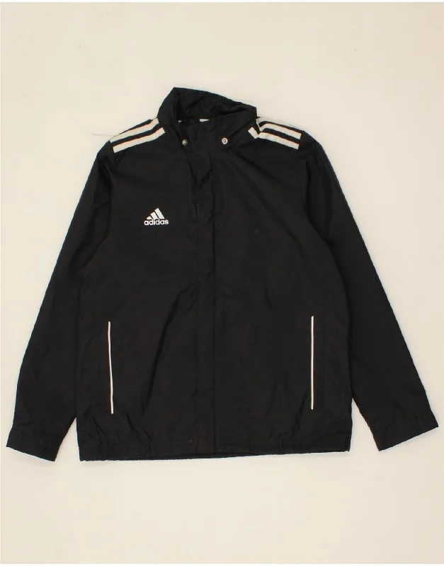 men's casual blazer jackets -ADIDAS Boys Windbreaker Jacket 11-12 Years Black Polyester