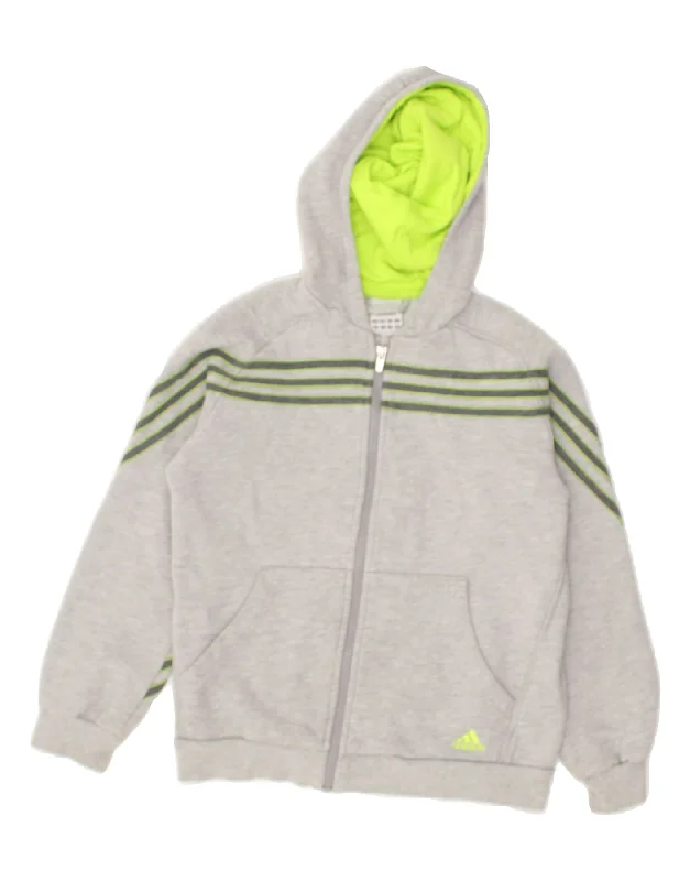 men's lightweight knitted sweaters -ADIDAS Boys Zip Hoodie Sweater 11-12 Years Grey Cotton