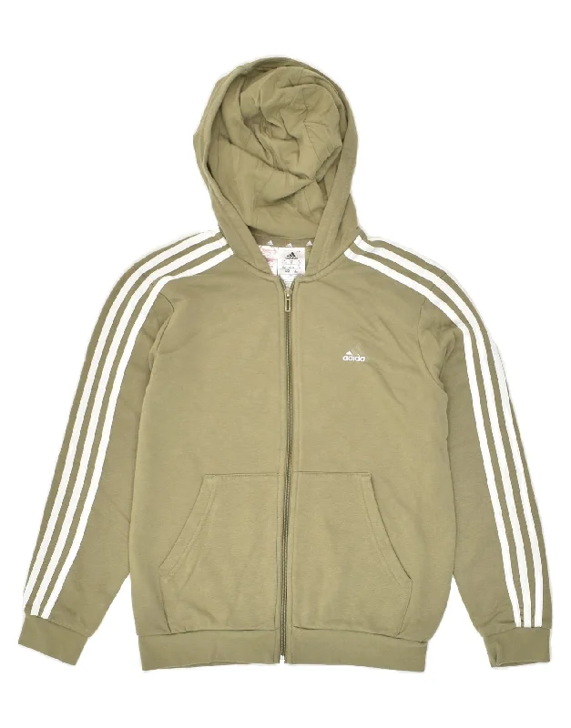 men's wool-blend sweaters -ADIDAS Boys Zip Hoodie Sweater 11-12 Years Khaki Cotton