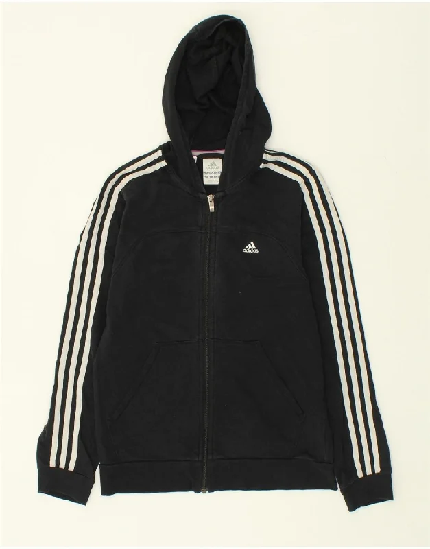 men's winter sweaters -ADIDAS Boys Zip Hoodie Sweater 13-14 Years Black Cotton