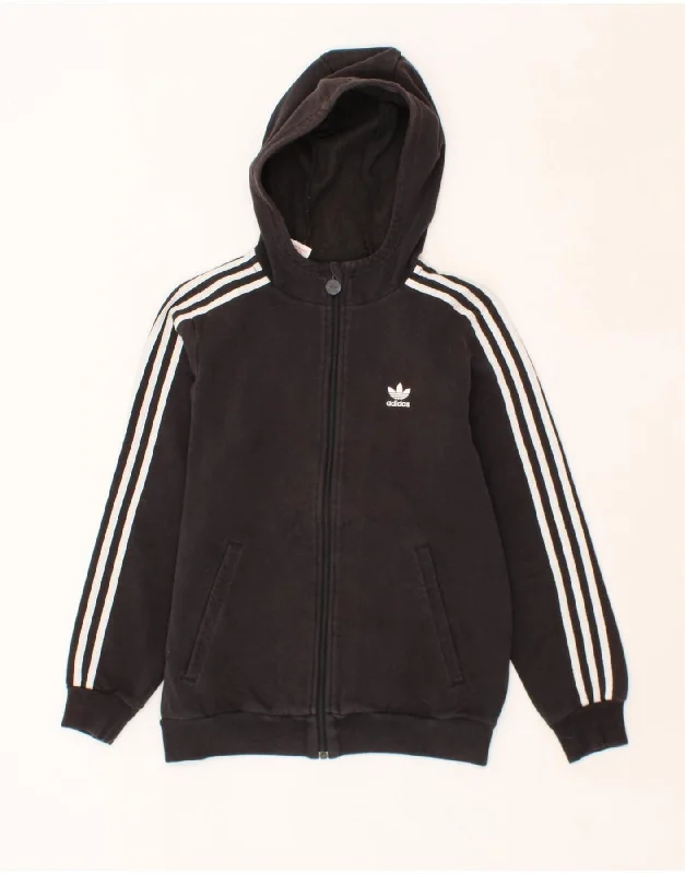 men's modern fit sweaters -ADIDAS Boys Zip Hoodie Sweater 13-14 Years Black Cotton